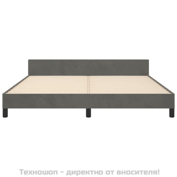Рамка за легло без матрак, тъмносива, 160x200 см, кадифе