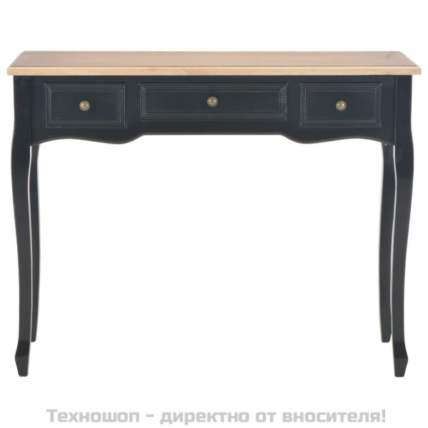 Конзолна тоалетна маса с 3 чекмеджета, черна