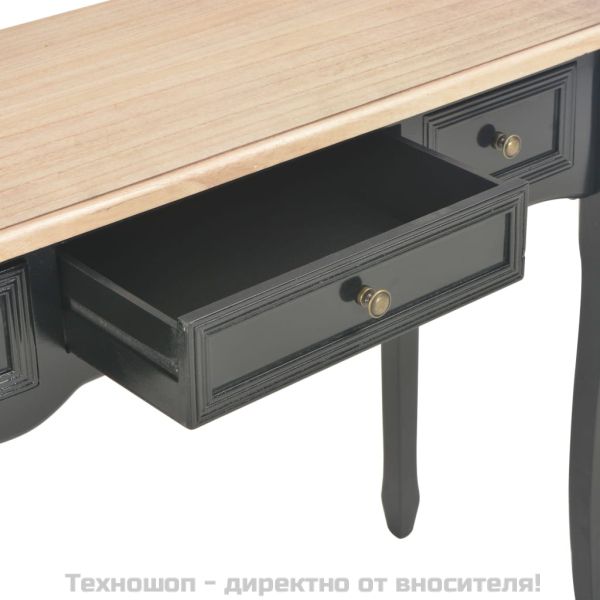 Конзолна тоалетна маса с 3 чекмеджета, черна