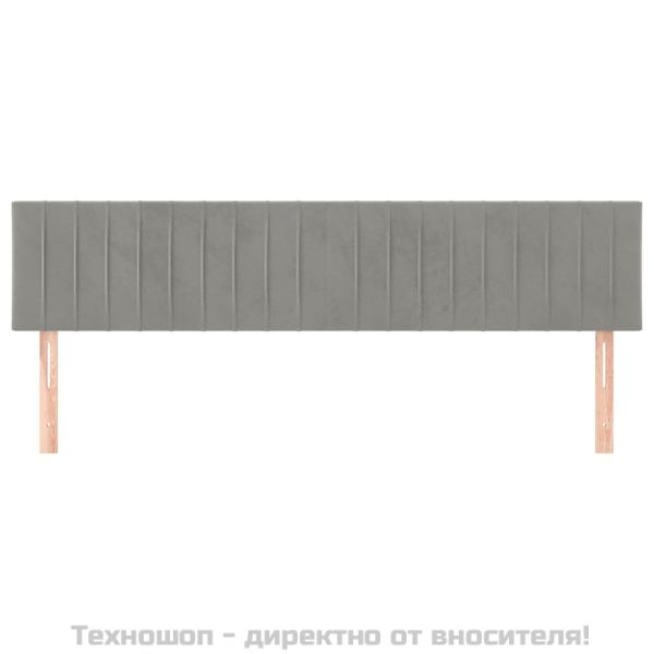 Горни табли за легло, 2 бр, светлосиви, 80x5x78/88 см кадифе