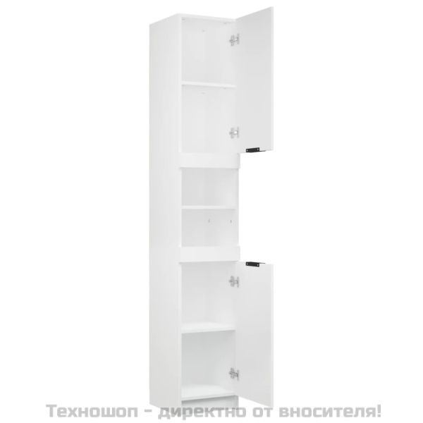 Шкаф за баня, бял, 32x34x188,5 см, инженерно дърво