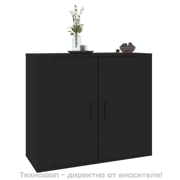 Сайдборд, черен, 80x33x70 см, инженерно дърво