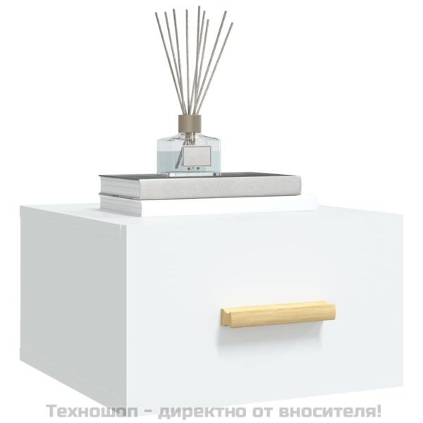 Нощни шкафчета за стенен монтаж, 2 бр, бели, 35x35x20 см