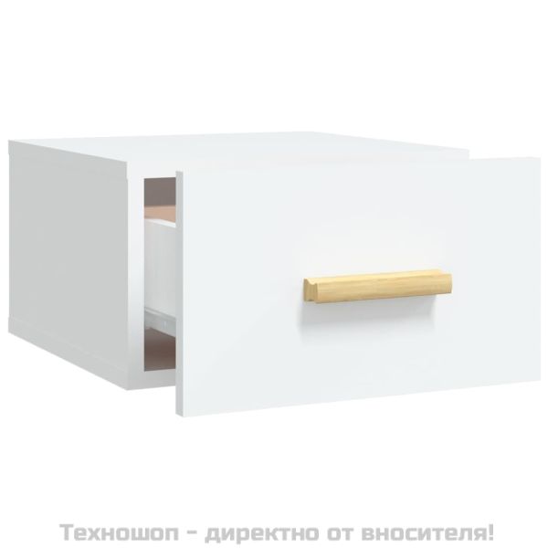 Нощни шкафчета за стенен монтаж, 2 бр, бели, 35x35x20 см