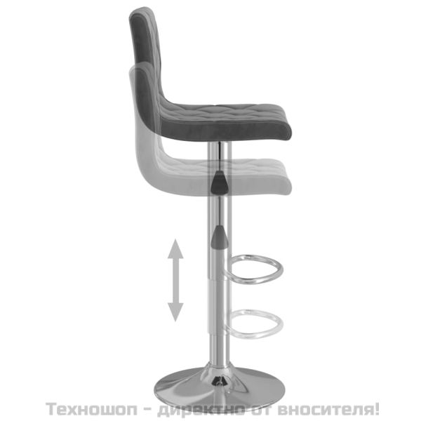 Бар табуретки, 2 бр, тъмносиви, кадифе