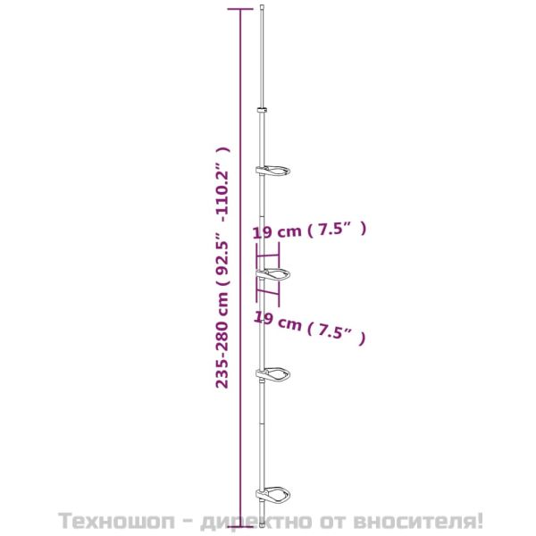4-степенна телескопична ъглова полица за душ сребърист алуминий