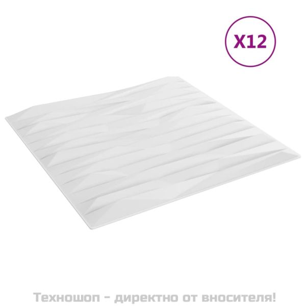 Стенни панели 12 бр бели 50x50 см XPS 3 м² камък