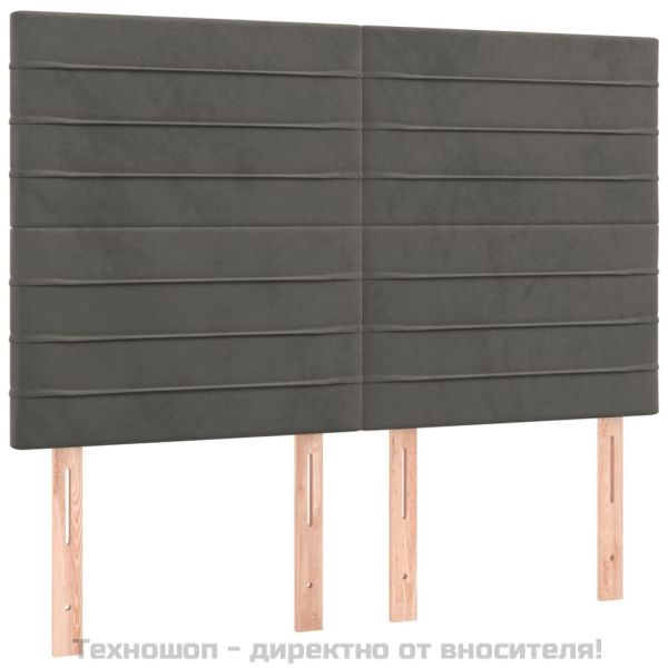 Табла за легло, тъмносива, 144x5x118/128 см, кадифе
