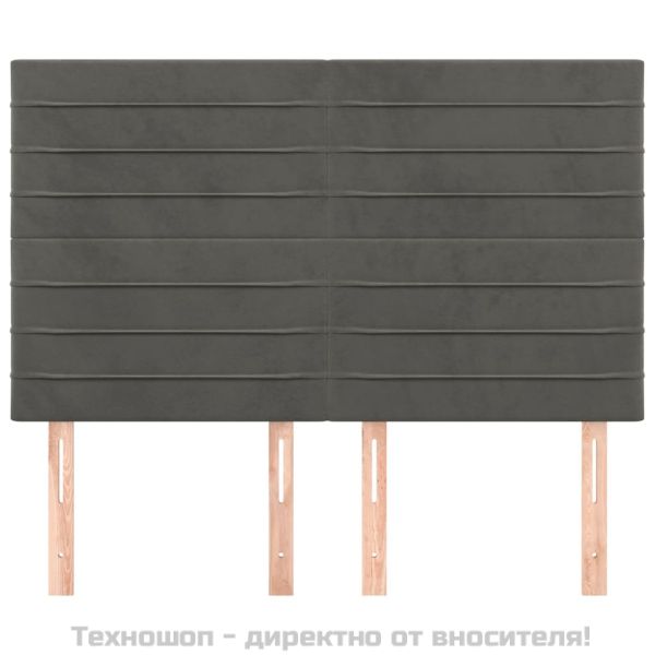 Табла за легло, тъмносива, 144x5x118/128 см, кадифе