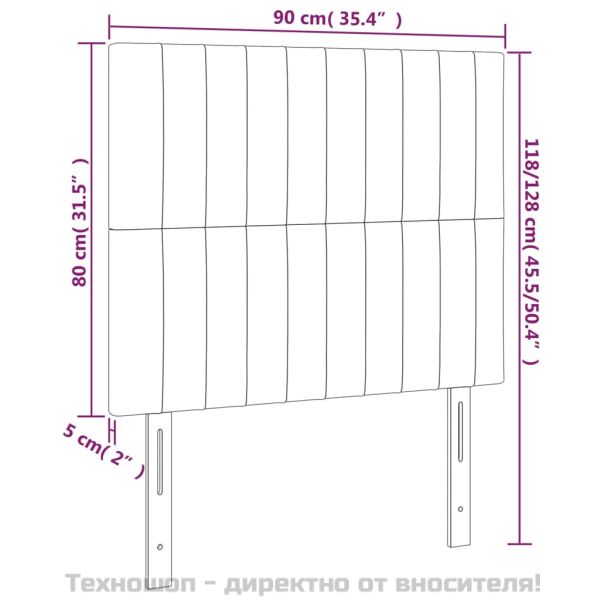 Табла за легло, черна, 90x5x118/128 см, кадифе