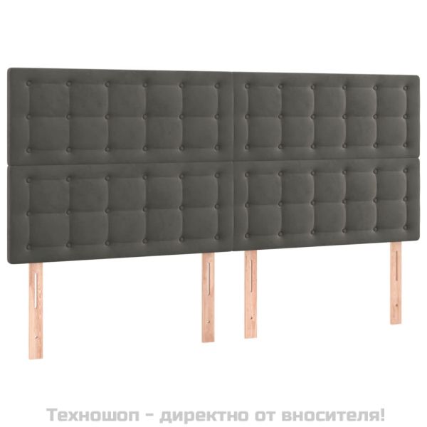 Табла за легло, тъмносива, 200x5x118/128 см, кадифе