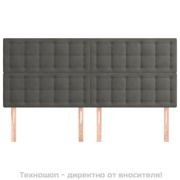 Табла за легло, тъмносива, 200x5x118/128 см, кадифе