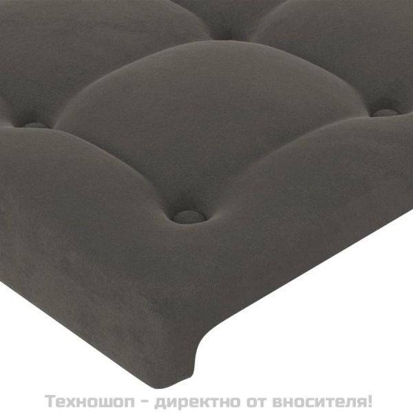 Табла за легло, тъмносива, 200x5x118/128 см, кадифе
