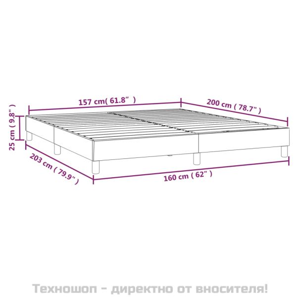 Рамка за легло с пружини, светлосива, 160x200 см, плат