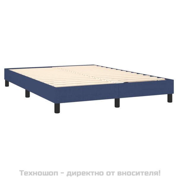 Боксспринг легло с матрак, синьо, 140x200 см, плат
