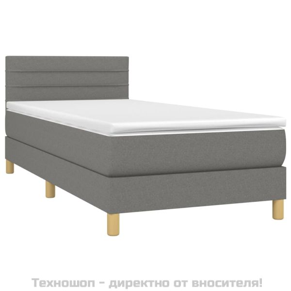 Боксспринг легло с матрак, тъмносиво, 90x200 см, плат