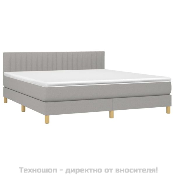 Боксспринг легло с матрак, светлосиво, 180x200 см, плат