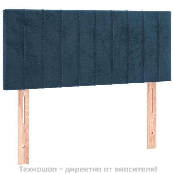 Боксспринг легло с матрак, тъмносиньо, 100x200 см, кадифе