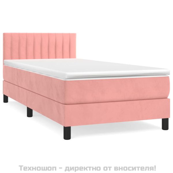 Боксспринг легло с матрак, розово, 100x200 см, кадифе