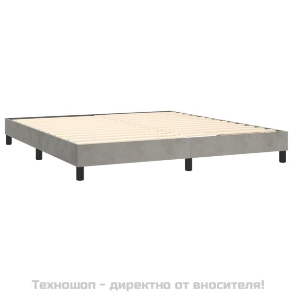 Боксспринг легло с матрак, светлосиво, 160x200 см, кадифе