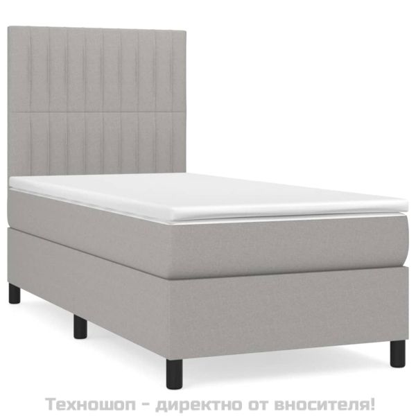 Боксспринг легло с матрак, светлосиво, 90x200 см, плат