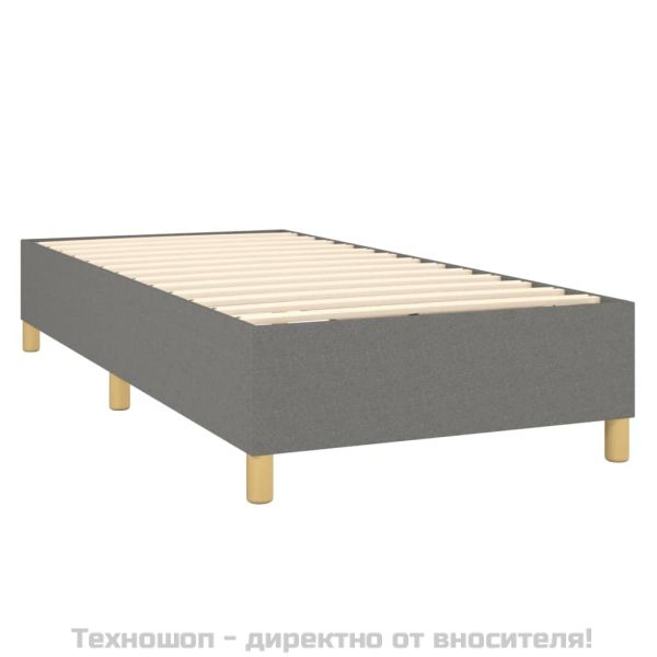 Боксспринг легло с матрак, тъмносив, 90x190 см, плат