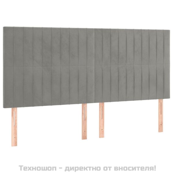 Боксспринг легло с матрак, светлосиво, 160x200 см, кадифе