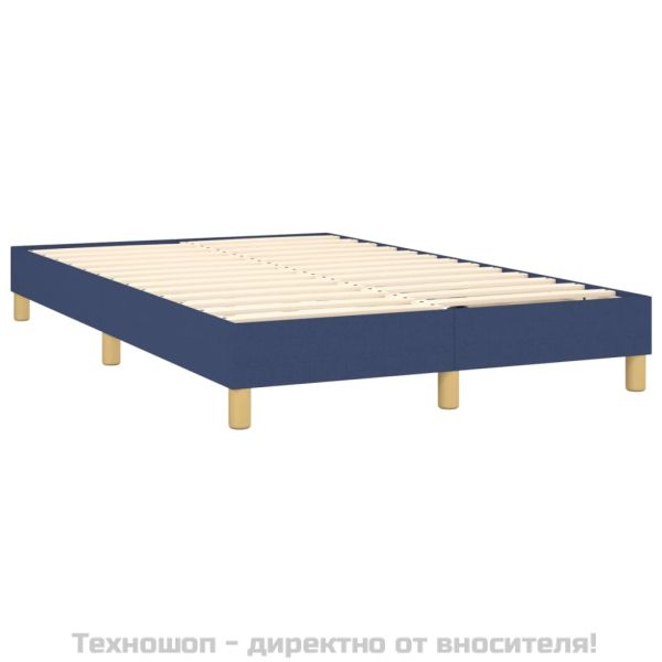 Боксспринг легло с матрак и LED, синьо, 120x200 см, плат