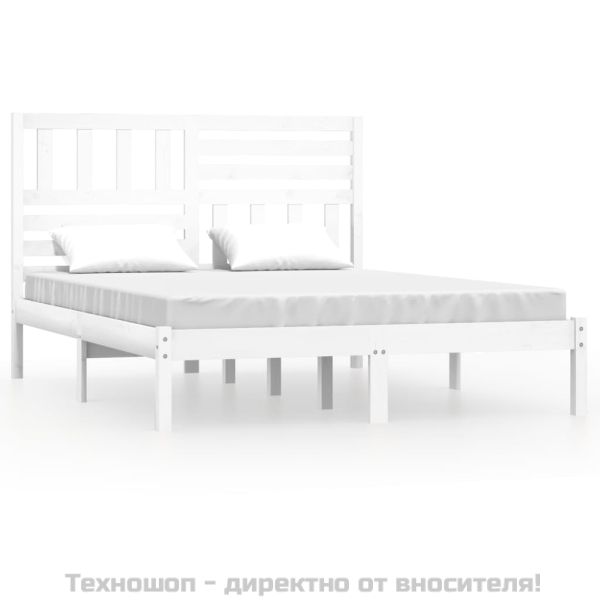 Рамка за легло без матрак, бял, 150x200 см, бор масив