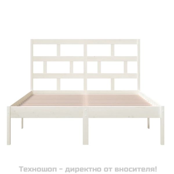 рамка за легло бяло 150x200 см King Size масивно дърво