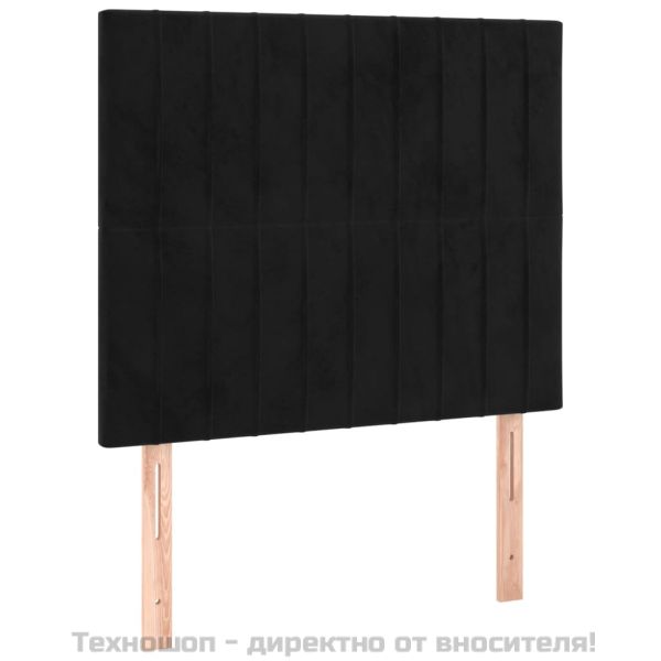 Рамка за легло с табла, черна, 90x200 см, кадифе