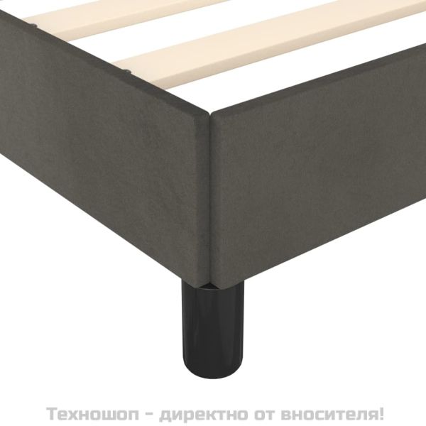 Рамка за легло без матрак, тъмносива, 200x200 см, кадифе
