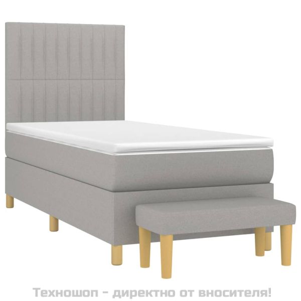 Боксспринг легло с матрак, светлосиво, 90x200 см, плат