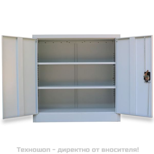 Офис шкаф с 2 врати, сив, 90 см, стомана