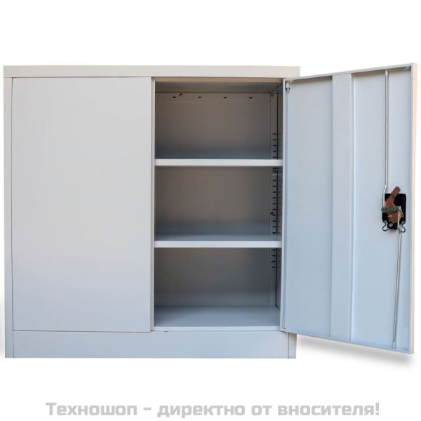 Офис шкаф с 2 врати, сив, 90 см, стомана