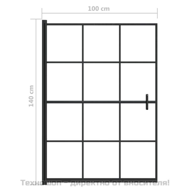 Душ параван, ESG стъкло, 100x140 см, черен