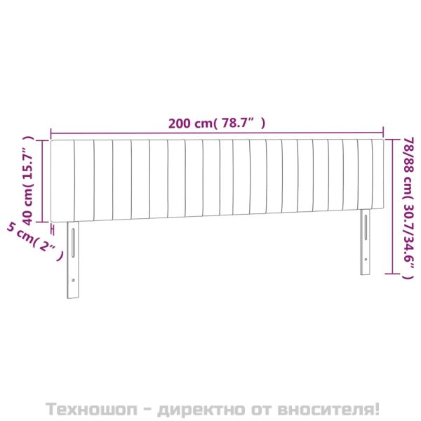 Горна табла за легло, 2 бр, розова, 100x5x78/88 см, кадифе