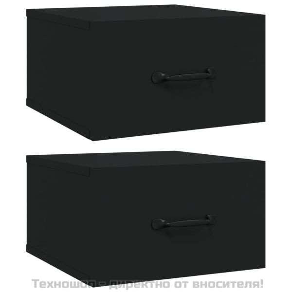 Нощни шкафчета за стенен монтаж, 2 бр, черен, 35x35x20 см