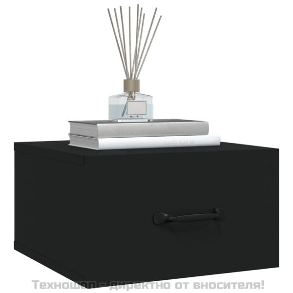 Нощни шкафчета за стенен монтаж, 2 бр, черен, 35x35x20 см