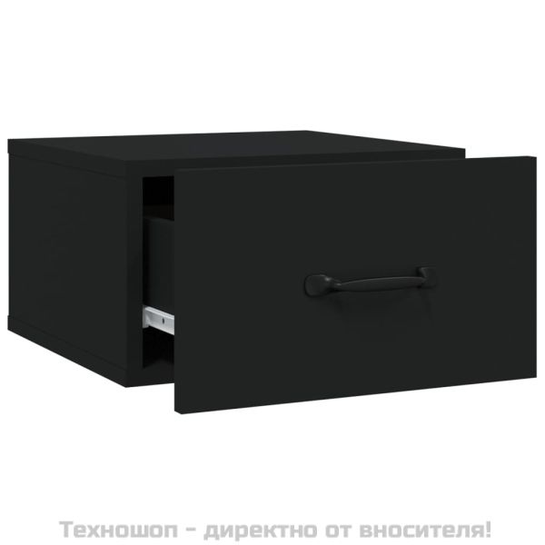 Нощни шкафчета за стенен монтаж, 2 бр, черен, 35x35x20 см