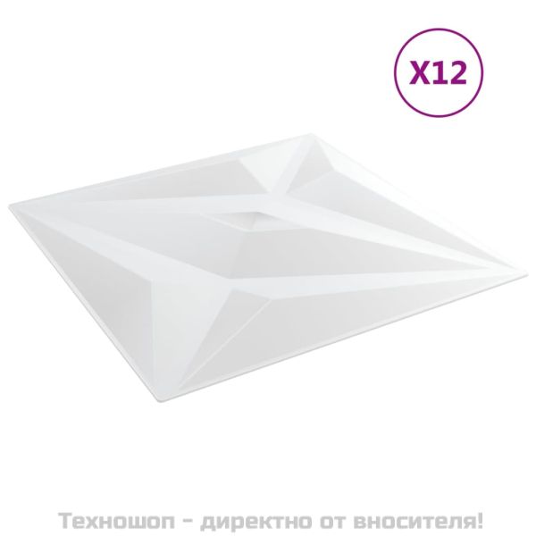Стенни панели 12 бр бели 50x50 см XPS 3 м² звезда