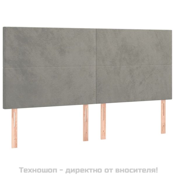 Табла за легло, светло сива, 200x5x118/128 см, кадифе