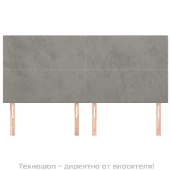 Табла за легло, светло сива, 200x5x118/128 см, кадифе