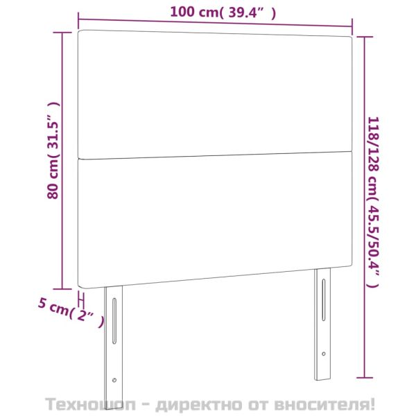 Табла за легло, черна, 100x5x118/128 см, плат