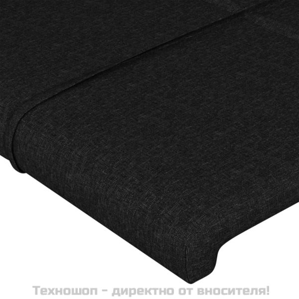 Табла за легло, черна, 144x5x118/128 см, плат