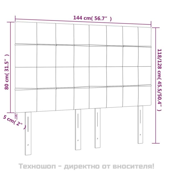 Табла за легло, черна, 144x5x118/128 см, плат