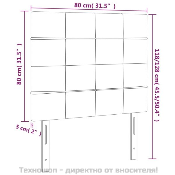 Табла за легло, светло сива, 80x5x118/128 см, плат