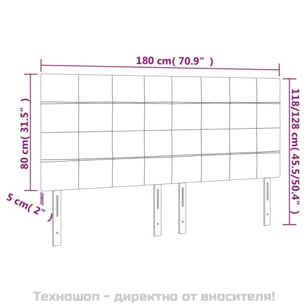 Табла за легло, черна, 180x5x118/128 см, плат