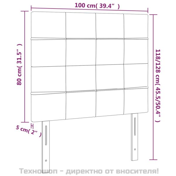Табла за легло, черна, 100x5x118/128 см, плат