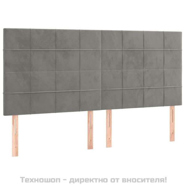 Табла за легло, светло сива, 180x5x118/128 см, кадифе